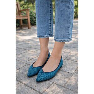 Rothy's Teal Blue Pointed Knit Flats